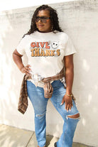 Simply Love Full Size GIVE THANKS Short Sleeve T-Shirt - Guy Christopher