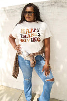 Simply Love Full Size HAPPY THANKS GIVING Short Sleeve T-Shirt - Guy Christopher