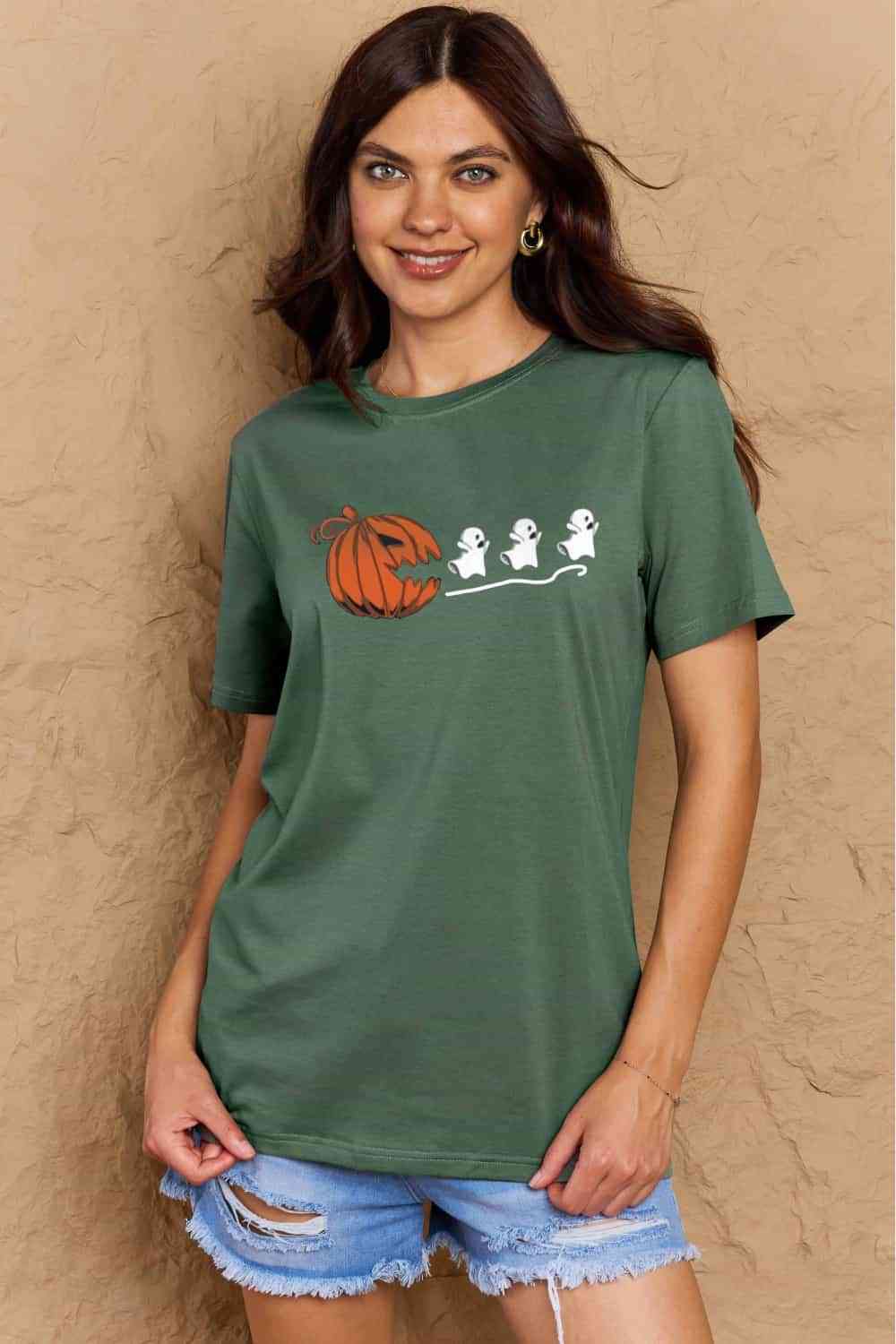 Simply Love Full Size Jack-O'-Lantern Graphic Cotton T-Shirt - Guy Christopher