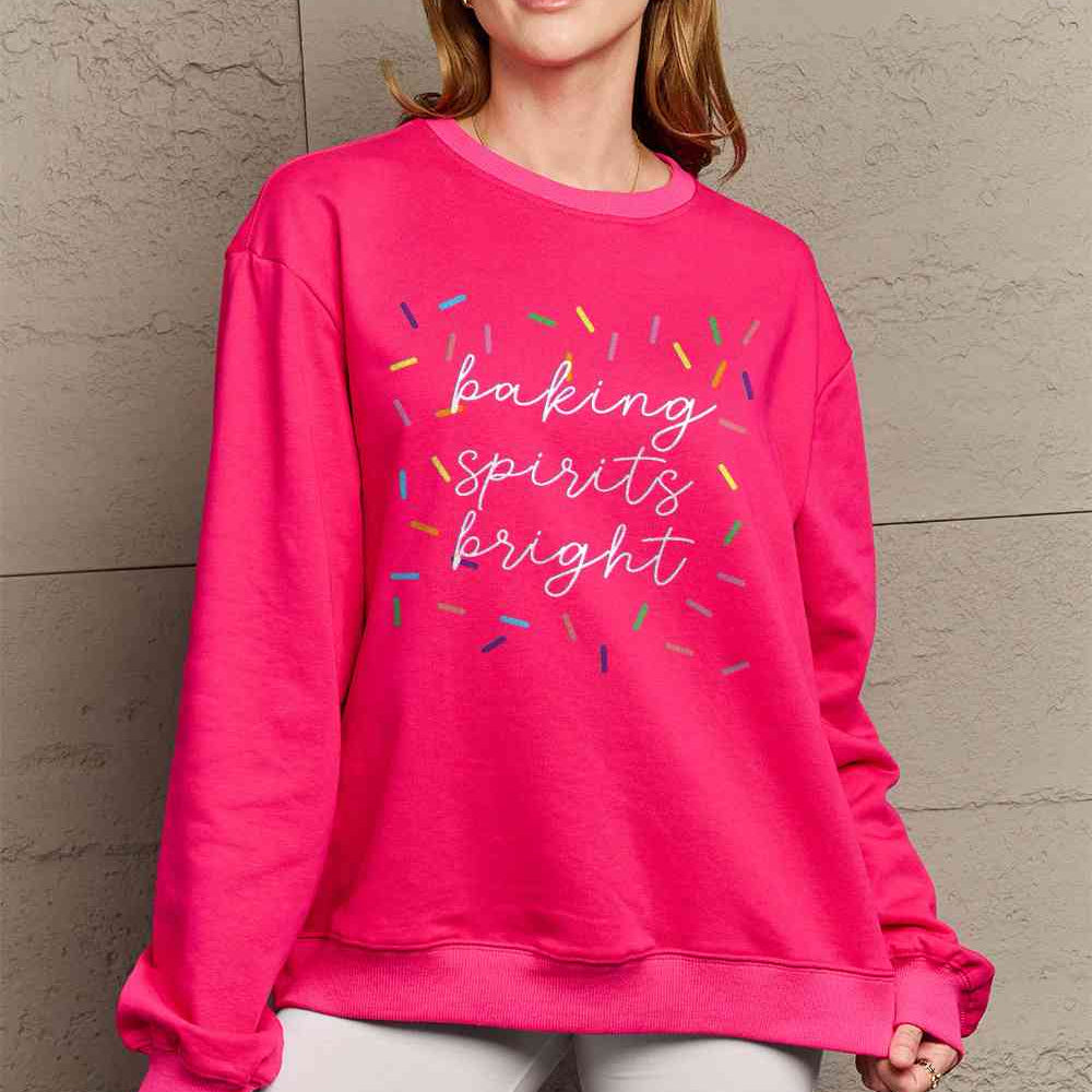 Simply Love Full Size Letter Graphic Round Neck Long Sleeve Sweatshirt - Guy Christopher