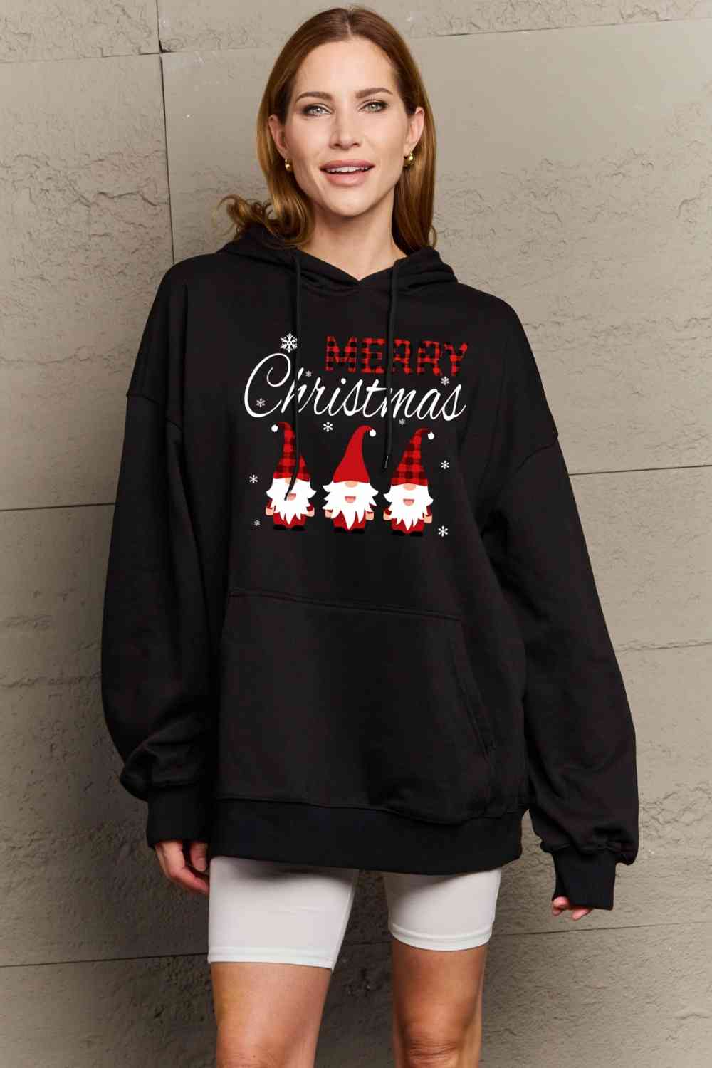 Simply Love Full Size MERRY CHRISTMAS Graphic Hoodie - Guy Christopher