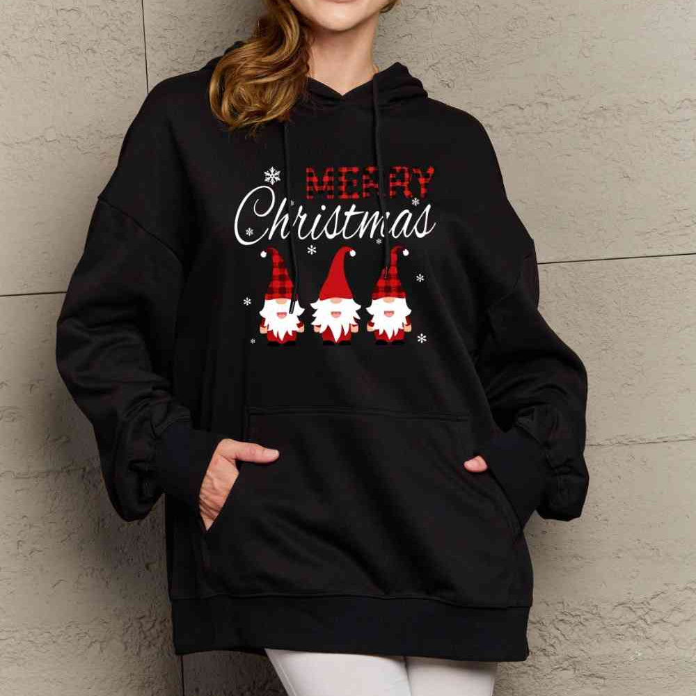 Simply Love Full Size MERRY CHRISTMAS Graphic Hoodie - Guy Christopher