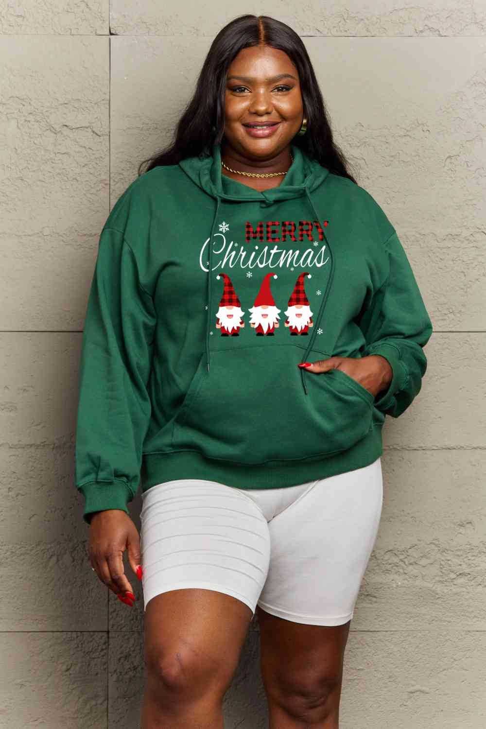 Simply Love Full Size MERRY CHRISTMAS Graphic Hoodie - Guy Christopher