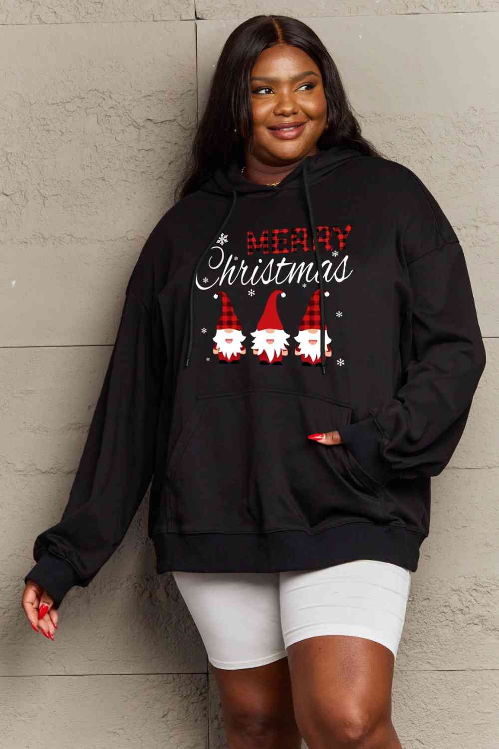 Simply Love Full Size MERRY CHRISTMAS Graphic Hoodie - Guy Christopher