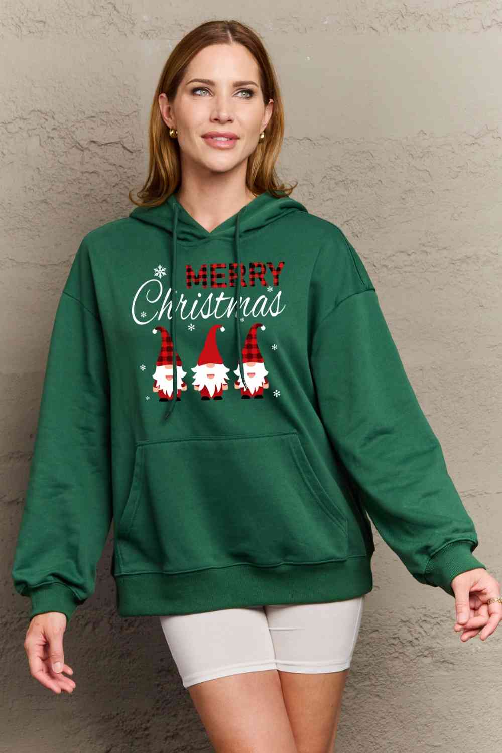 Simply Love Full Size MERRY CHRISTMAS Graphic Hoodie - Guy Christopher