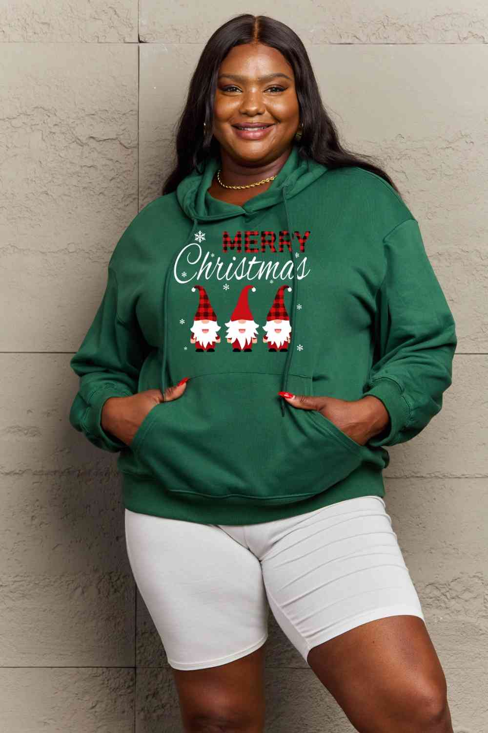 Simply Love Full Size MERRY CHRISTMAS Graphic Hoodie - Guy Christopher
