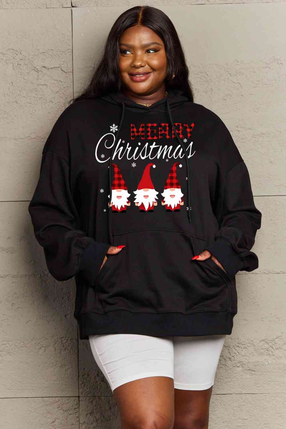 Simply Love Full Size MERRY CHRISTMAS Graphic Hoodie - Guy Christopher