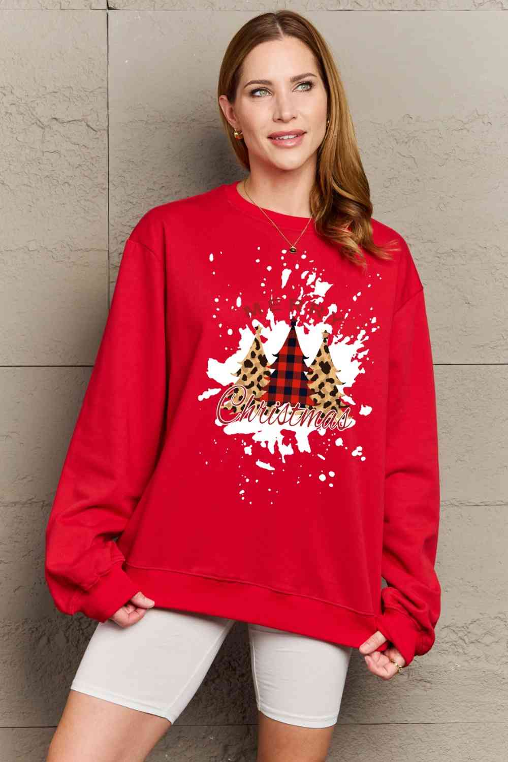 Simply Love Full Size MERRY CHRISTMAS Graphic Sweatshirt - Guy Christopher