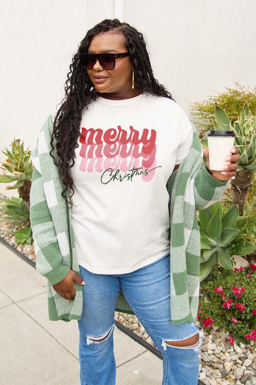 Simply Love Full Size MERRY CHRISTMAS Short Sleeve T-Shirt - Guy Christopher