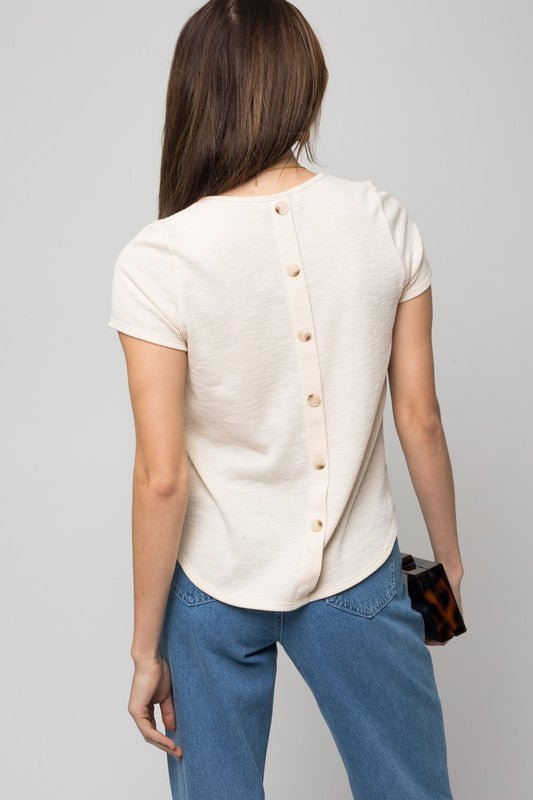 S/S Back Button Down Rib Top - Guy Christopher