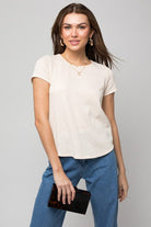 S/S Back Button Down Rib Top - Guy Christopher