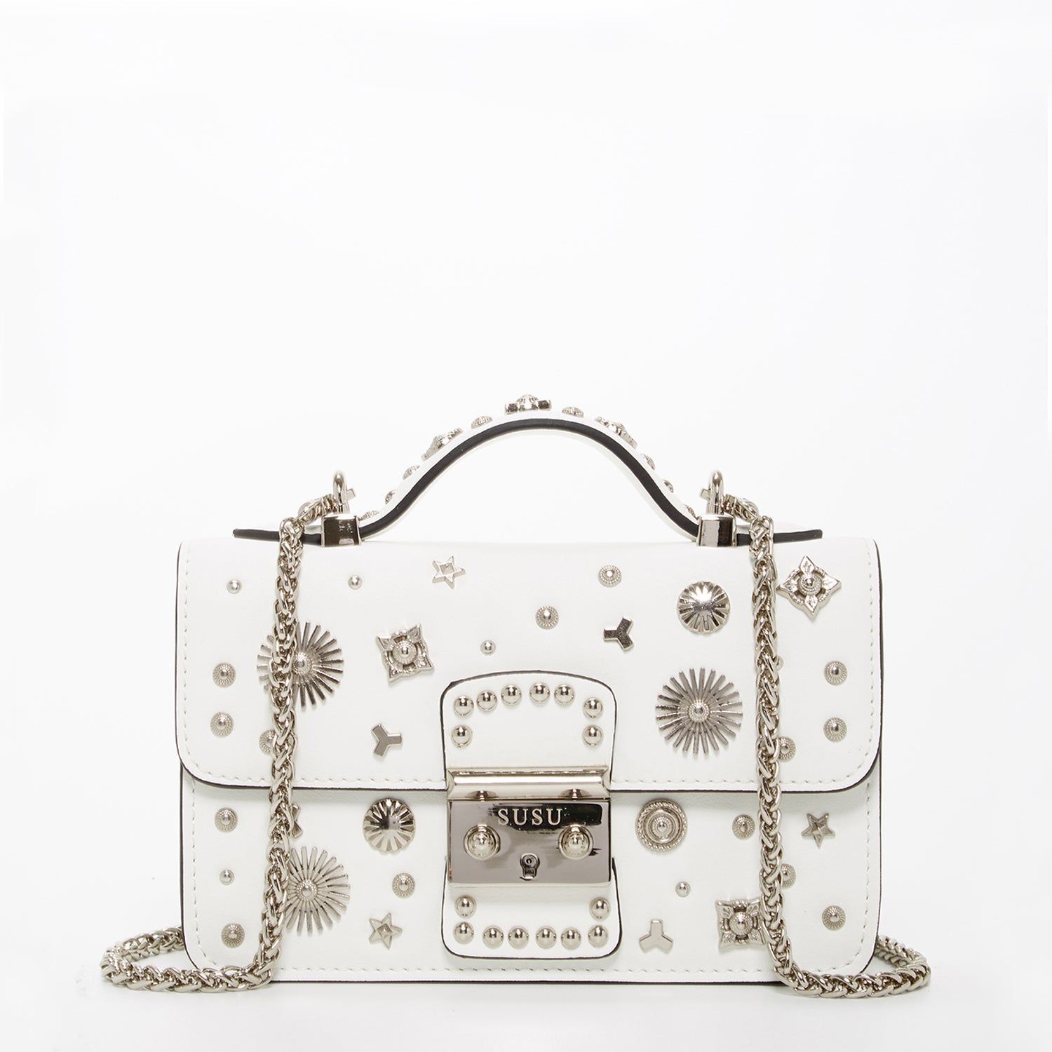 The Hollywood White Leather Crossbody Bag - Guy Christopher 